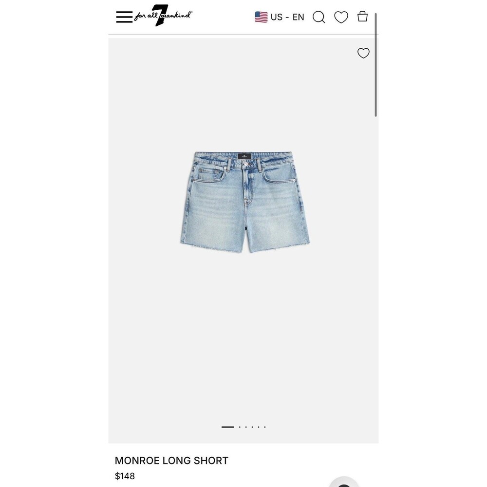 7 for all mankind Monroe Long Shorts in Ode To Raw Hem Size 26